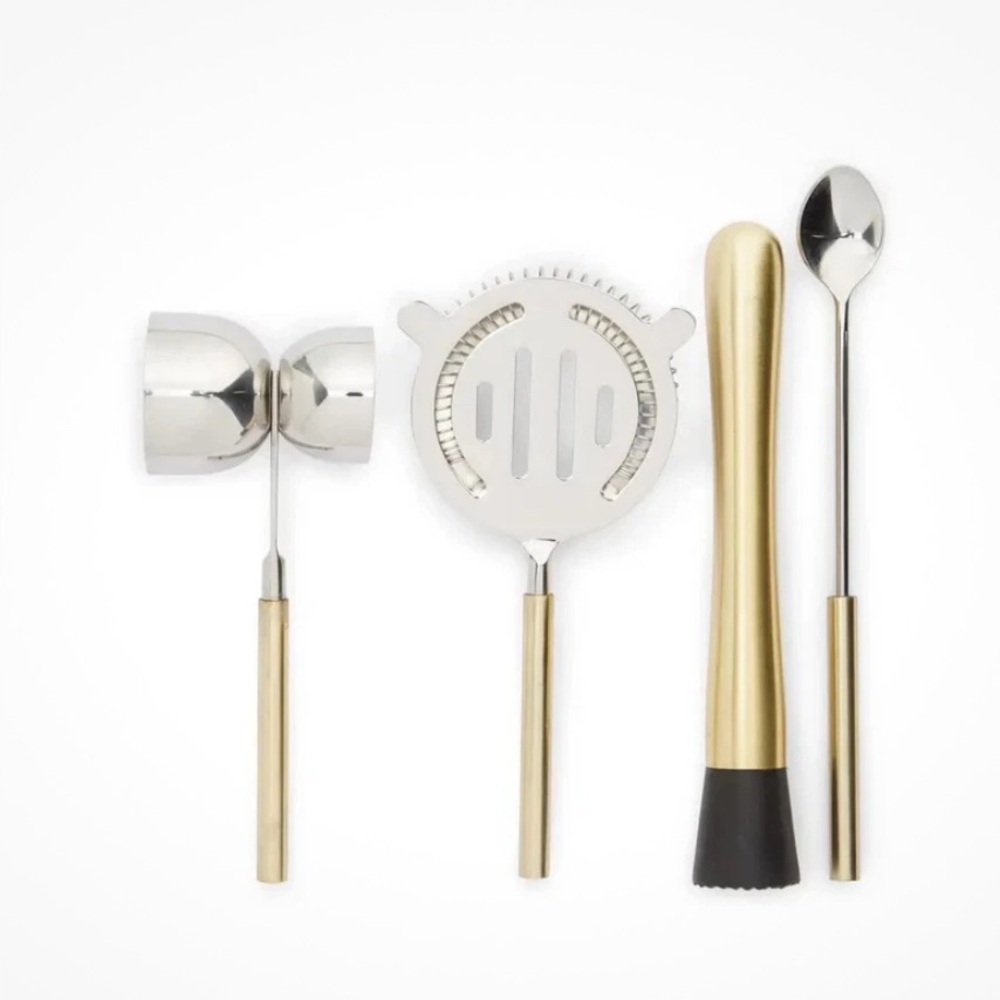 NORDSTROM 4 Piece Bar Tool Set in Brushed Gold Stainless Steel $49